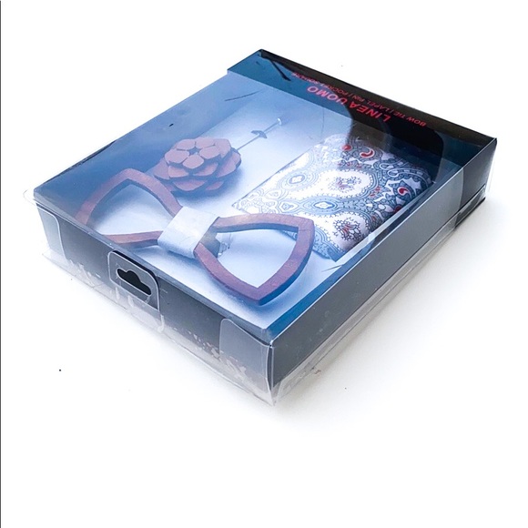 Lines Uomo Bow Tie Lapel Pink Pocket Square Set - Picture 6 of 6